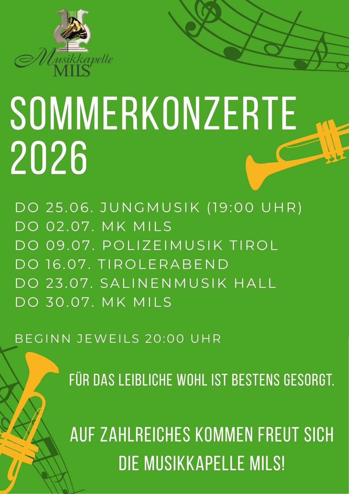Plakat des Frühjahrskonzerts der Musikkapelle Mils